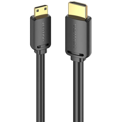 Vention 4K UHD 60Hz Mini HDMI-C to HDMI-A Male 2.0 2-Meter Bidirectional Video Cable with HDR Support, 18 Gbps Bandwidth and Gold Plated Contacts for PC, Cameras, and Consoles | AGHBH
