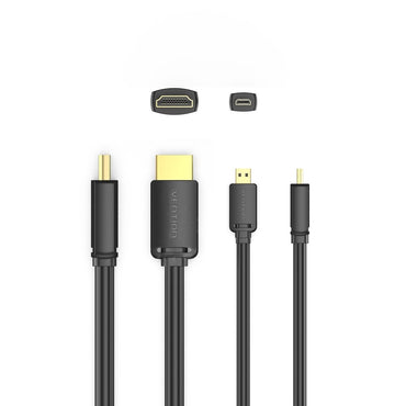 Vention 4K UHD 60Hz Micro HDMI to HDMI 2.0 Bidirectional Cable with HDR Support, 18 Gbps Bandwidth and Gold Plated Contacts for PC, Cameras, and Consoles (1.5 Meters) | AGIBG