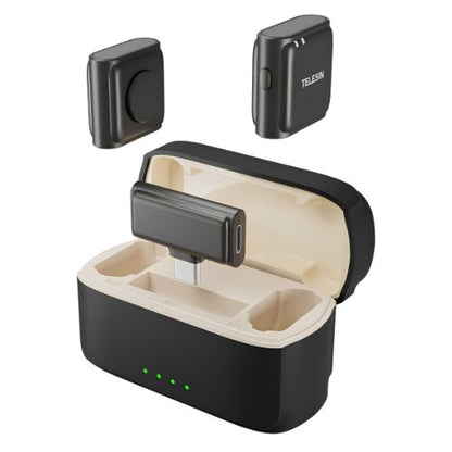 TELESIN Button 2 Person 2TX + RX Wireless Microphone System for Smartphones, Tablets, Other Devices