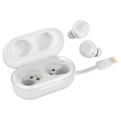 [CLEARANCE] JLab Jbuds Air True Wireless Earbuds Build-In Mic and Activate Siri With Class 1 Bluetooth 5.0, 30+ ft Range, Pocket Size Charging Case + Integrated Charging Cable, 3 EQ Sound Setting, for Gym, Sport, Travel (Black, White)