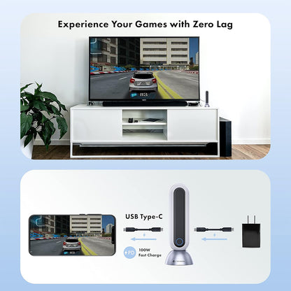 Jtech Digital W6 4K 30Hz Wireless HDMI / USB Type-C Zero Latency Extender Kit with USB-C 3.1 Gen 1, HDMI 1.4, USB-A Ports, 5Gbps Transfer Rate, PD 3.0 Fast Charging and 80Ft Transmission