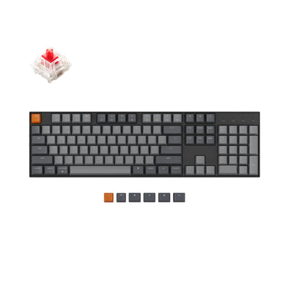 Keychron K10 104 Keys Bluetooth Wireless / Wired Full Size Mechanical Keyboard with Hot-Swappable Switches and White Backlight for Mac and Windows PC Computer (Red Linear, Brown Tactile) K10A1 K10A3