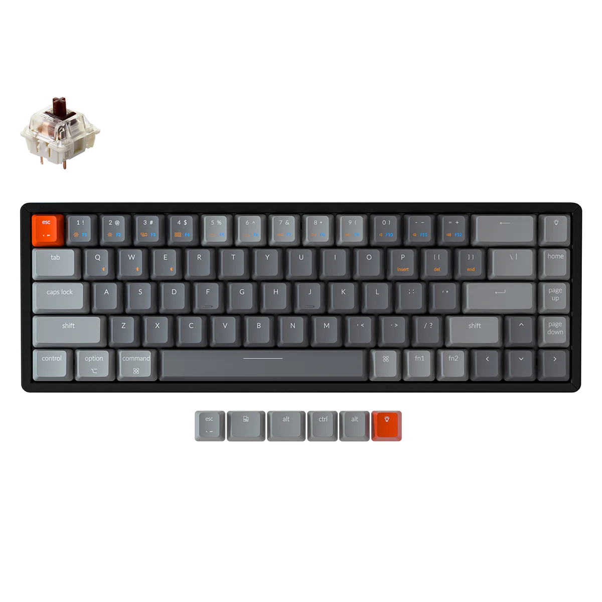 Keychron K6 68 Keys Bluetooth Wireless / Wired Compact Mechanical Keyboard with RGB Backlight, Aluminum Frame and Hot-Swappable Switches for Mac and Windows PC Computer (Red Linear, Brown Tactile) K6W1 K6W3