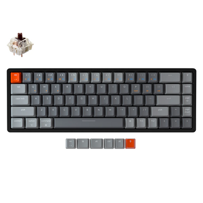 [CLEARANCE] Keychron K6 68 Keys Wireless / Wired Compact Mechanical Keyboard with Bluetooth, RGB Backlight, Aluminum Frame and Hot-Swappable Switches for Mac and Windows PC Computer (Red Linear) K6W1