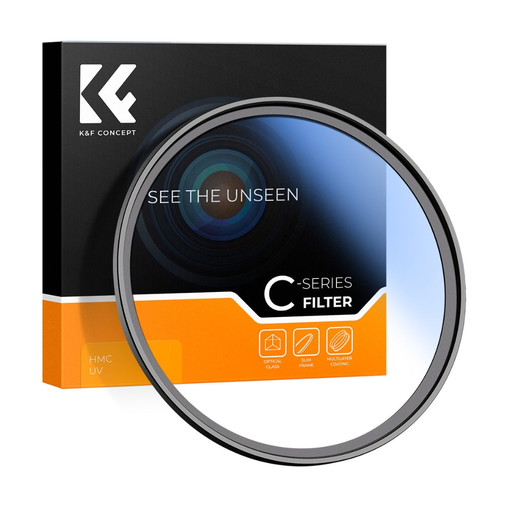 K&F Concept C-Series Ultra Slim HMC UV Ultraviolet Filter with Anti-Scratch & Anti-Fungus Multi-Layer Blue Coating for Digital Camera Lens 37mm 39mm 40.5mm 43mm 46mm 49mm 52mm 55mm 58mm 62mm 67mm 72mm 77mm