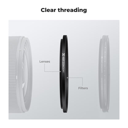 K&F Concept 2-PC Step-Up Rings (Small-to-Large) Aluminum Filter Adapters for Camera Lenses to fit Larger Lens Filters with Microfiber Cleaning Cloth & Storage Case