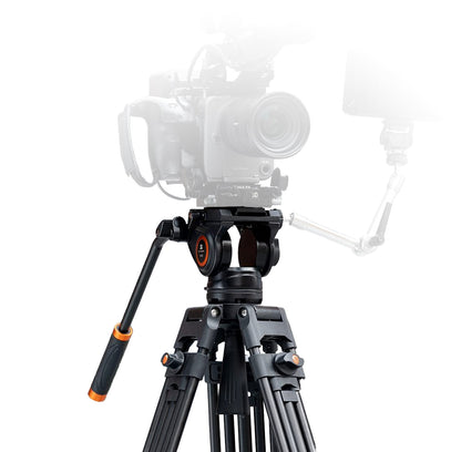 K&F Concept VA18+ VH081 Heavy Duty 3-Section Professional Tripod and Stabilized Mounting Fluid Video Head with 8kg Max Payload, 72" Max Height with Locking Knobs and QR Plates for Photography and Videography KF09-121