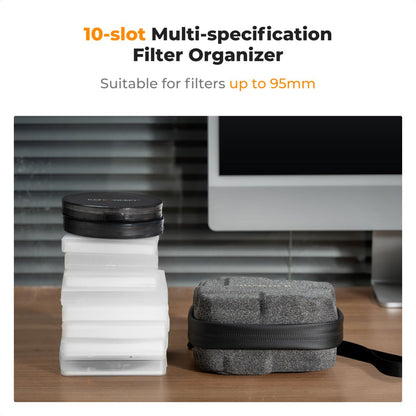 K&F Concept 10-Pocket Camera Lens Filter / Adapter Carry Pouch Bag Shockproof Thick Padding with Detachable Wrist Strap
