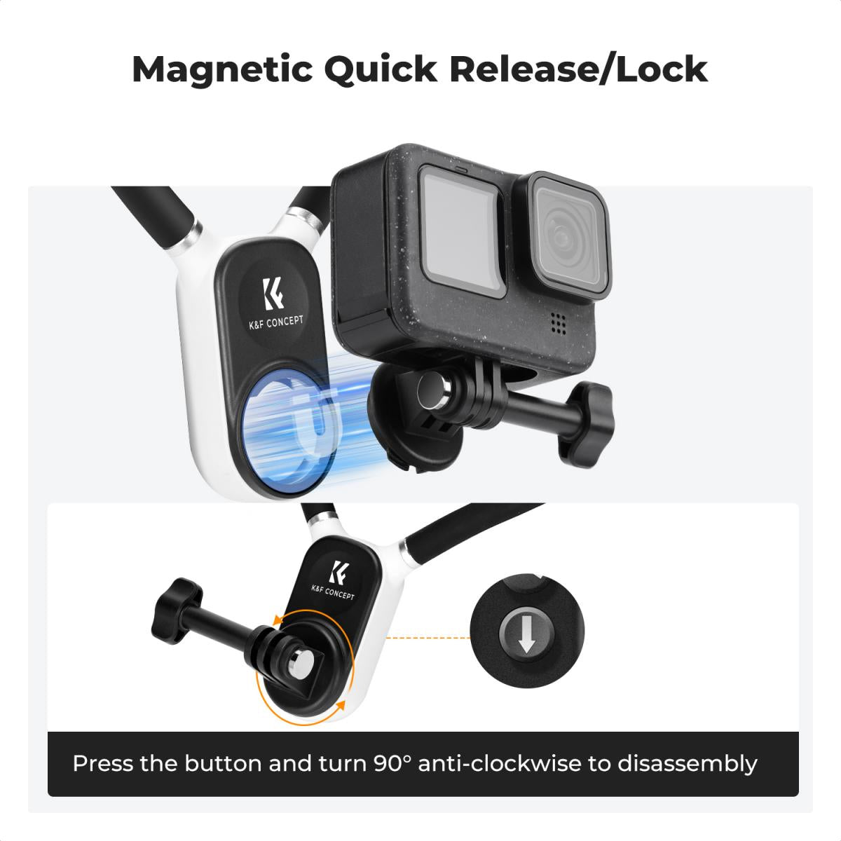 K&F Concept DJI Osmo Action 3 4 5 Pro Expansion Magnetic Mounting Adapter with 1/4" Screw Hole for Tripods, Selfie Sticks & Camera Accessories | KF31-144