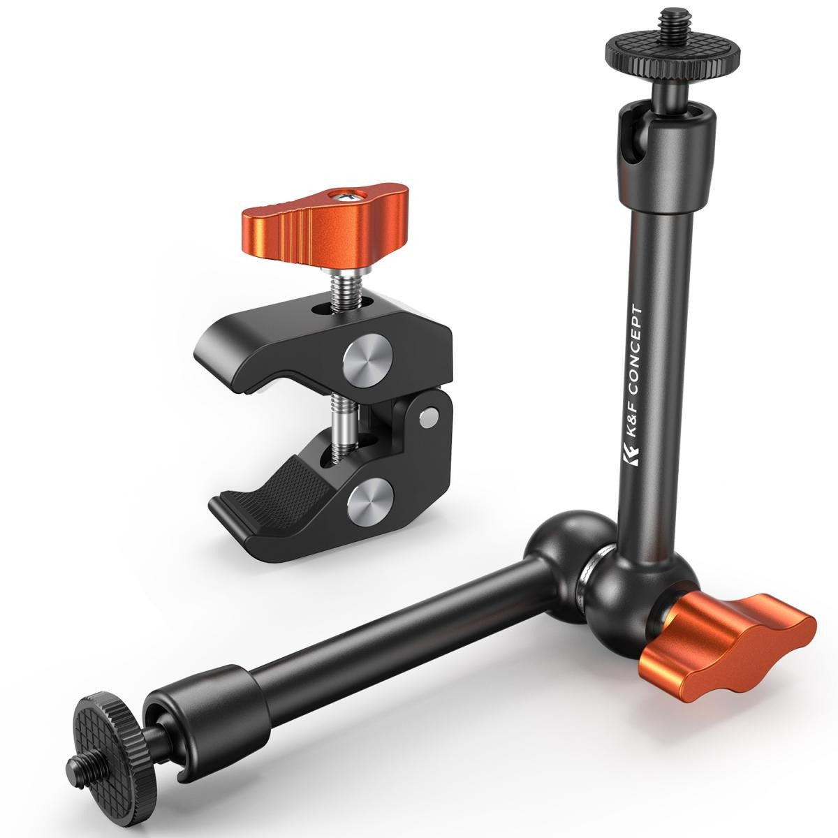 K&F Concept 60mm Super C-Clamp & 11" / 9.8" / 6" Magic Arm Mount with 360° Ball Head, 2kg Maximum Load Capacity, 1/4" & 3/8" Screw for Smartphone Clip, Fill Light, Compact, DSLR, SLR, Mirrorless, Panoramic, Action Cameras