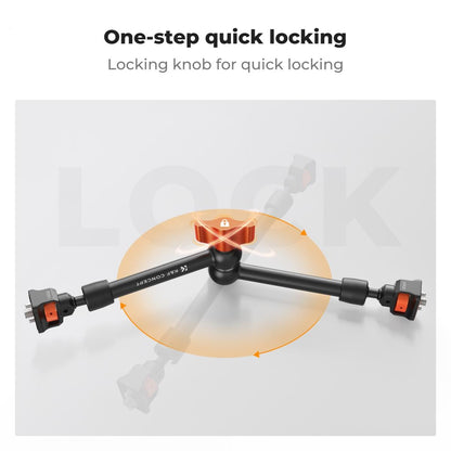 K&F Concept 60mm Super C-Clamp & 11" / 9.8" / 6" Magic Arm Mount with 360° Ball Head, 2kg Maximum Load Capacity, 1/4" & 3/8" Screw for Smartphone Clip, Fill Light, Compact, DSLR, SLR, Mirrorless, Panoramic, Action Cameras