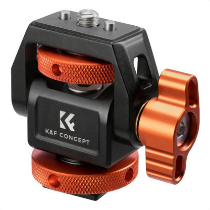 K&F Concept Lightweight Field Monitor Mount Holder with Cold Shoe & 1/4" Screw, 180° / 360° Adjustable Swivel and Tilt Rotation, 3kg Maximum Load Capacity