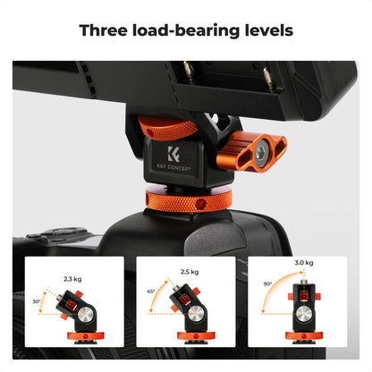 K&F Concept Lightweight Field Monitor Mount Holder with Cold Shoe & 1/4" Screw, 180° / 360° Adjustable Swivel and Tilt Rotation, 3kg Maximum Load Capacity