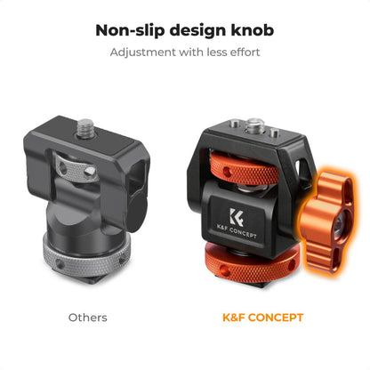 K&F Concept Lightweight Field Monitor Mount Holder with Cold Shoe & 1/4" Screw, 180° / 360° Adjustable Swivel and Tilt Rotation, 3kg Maximum Load Capacity