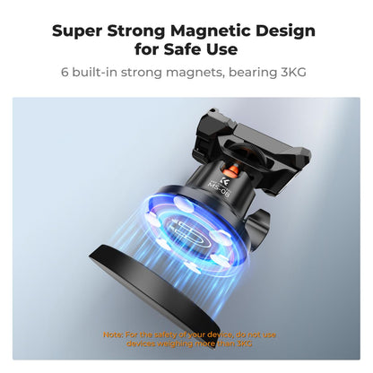K&F Concept MS-08 Magnetic Ball Head Mount for DJI Insta360 GoPro Action Cameras & Smartphones, 360° Adjustable Angle with 3kgs Max Load Capacity and ABS Silicone Base | KF31-156