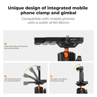 K&F Concept MS-08 Magnetic Ball Head Mount for DJI Insta360 GoPro Action Cameras & Smartphones, 360° Adjustable Angle with 3kgs Max Load Capacity and ABS Silicone Base | KF31-156