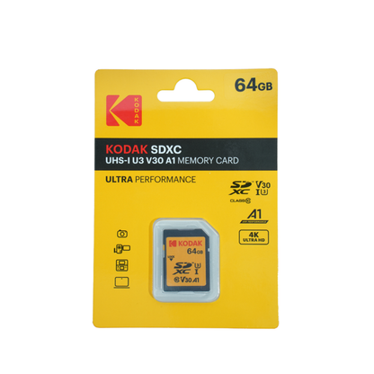 KODAK 64GB Ultra Performance Memory Card SDXC UHS-I U3 V30 A1