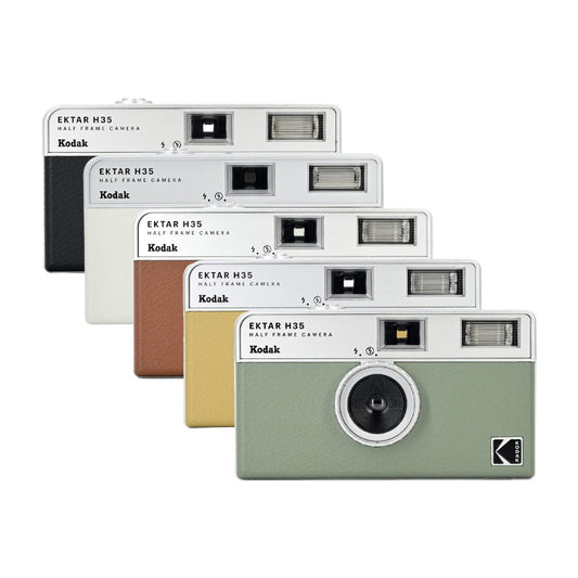 KODAK EKTAR H35 35mm Reusable Point & Shoot Analog Half Frame Film Camera with Max 72 Shots Exposures, Fixed Focus Wide-Angle Lens, Built-In Flash and Optical Viewfinder for Vintage Film Photography | Black, Brown, Off White, Sage, Sand