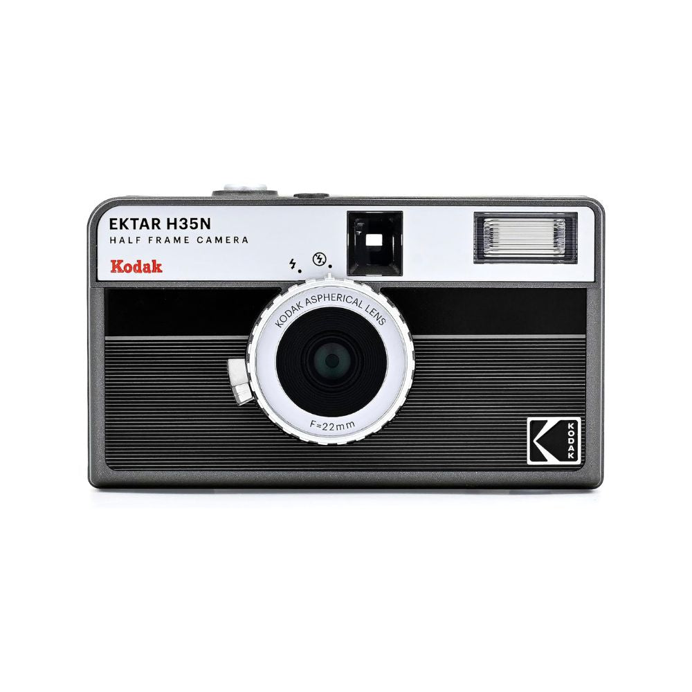 KODAK EKTAR H35N 35mm Reusable Point & Shoot Alog Half Frame Film Camera with Max 72 Shots Exposures, Built-In Star Filter, Bulb Shutter with Coated Lens and Tripod Holes for Vintage Film Photography | Matte Striped Silver