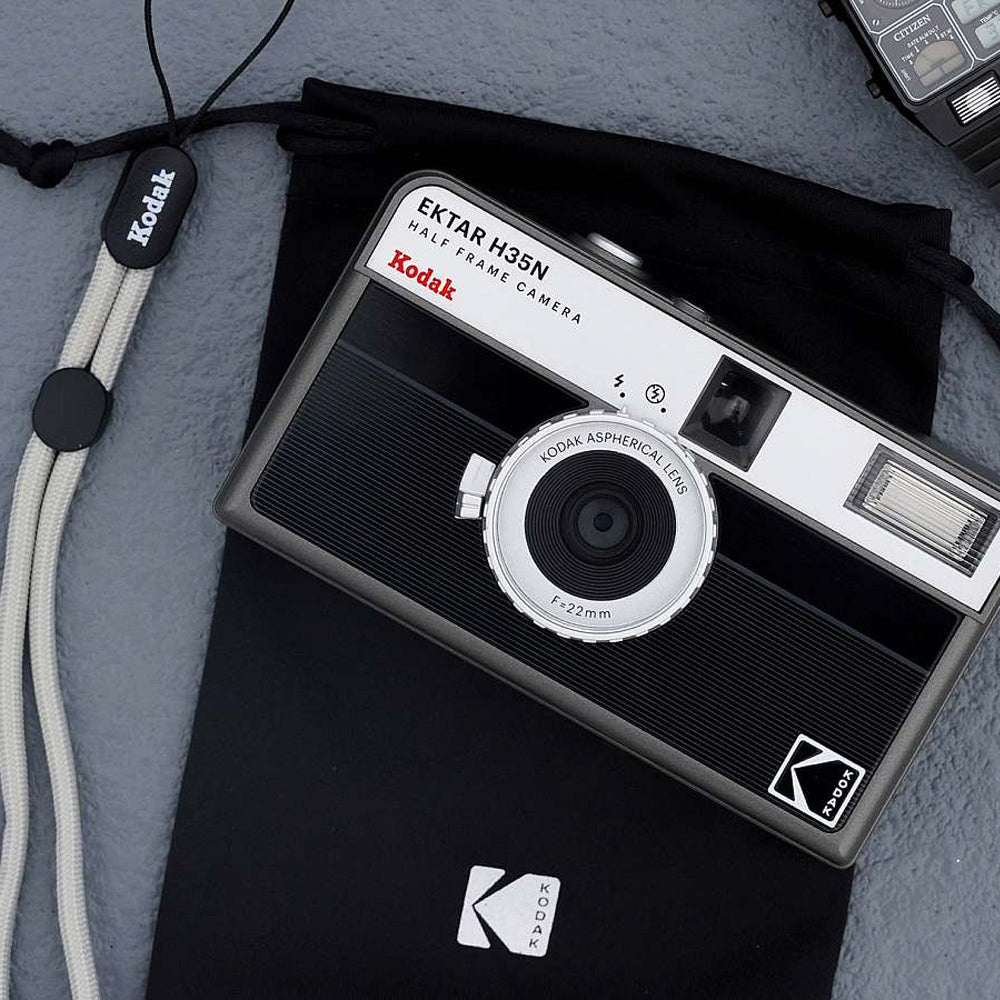 KODAK EKTAR H35N 35mm Reusable Point & Shoot Alog Half Frame Film Camera with Max 72 Shots Exposures, Built-In Star Filter, Bulb Shutter with Coated Lens and Tripod Holes for Vintage Film Photography | Matte Striped Silver