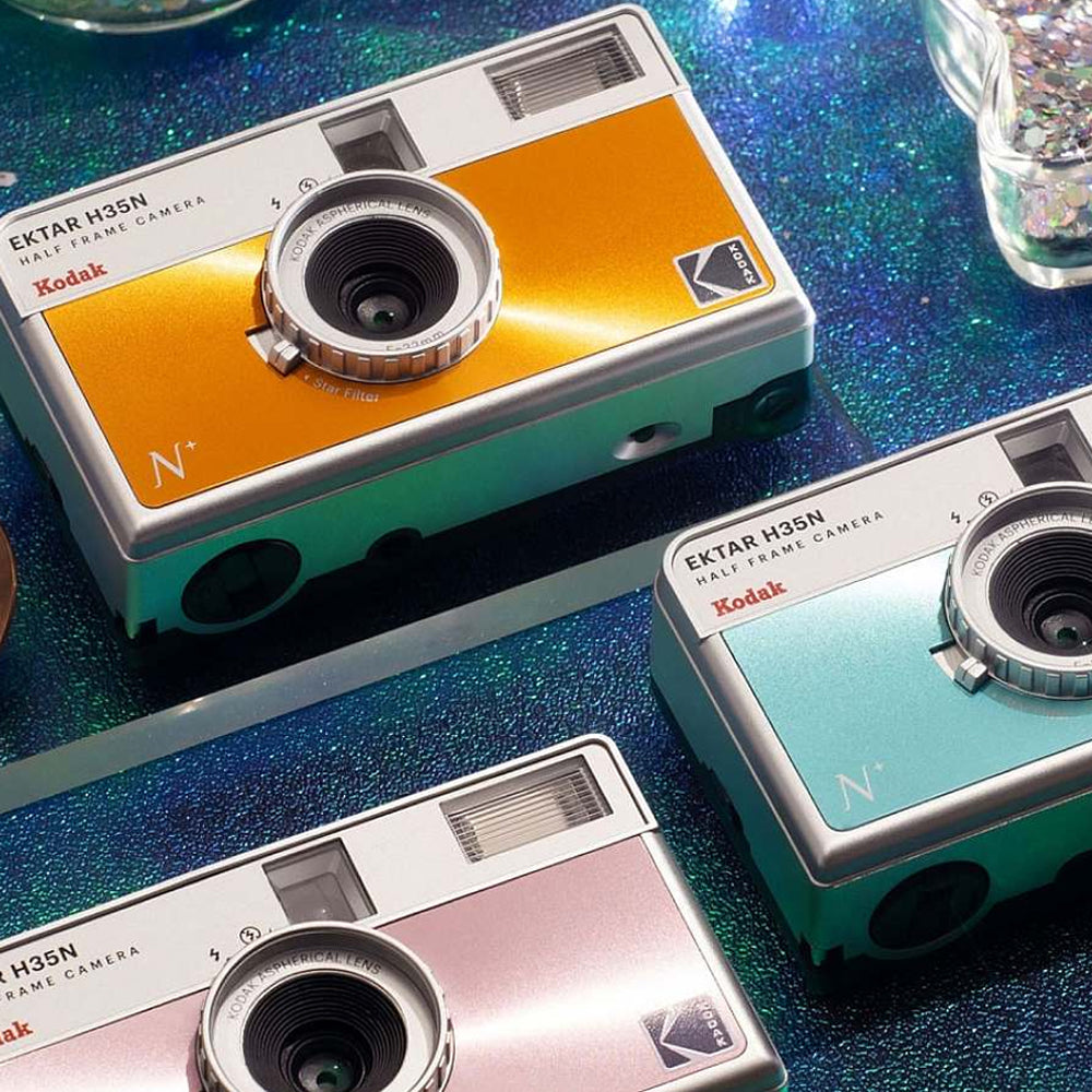 KODAK EKTAR H35N 35mm Reusable Point & Shoot Alog Half Frame Film Camera with Max 72 Shots Exposures, Built-In Star Filter, Bulb Shutter with Coated Lens and Tripod Holes for Vintage Film Photography | Matte Striped Silver