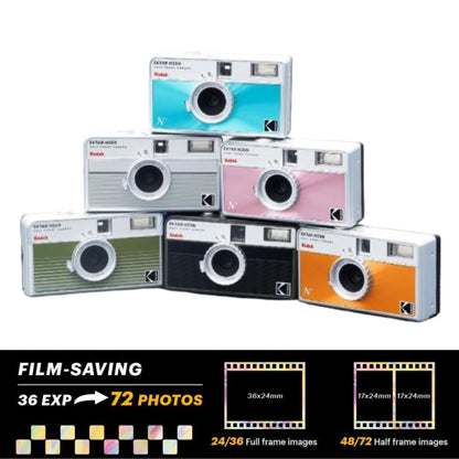 KODAK EKTAR H35N 35mm Reusable Point & Shoot Alog Half Frame Film Camera with Max 72 Shots Exposures, Built-In Star Filter, Bulb Shutter with Coated Lens and Tripod Holes for Vintage Film Photography | Matte Striped Silver
