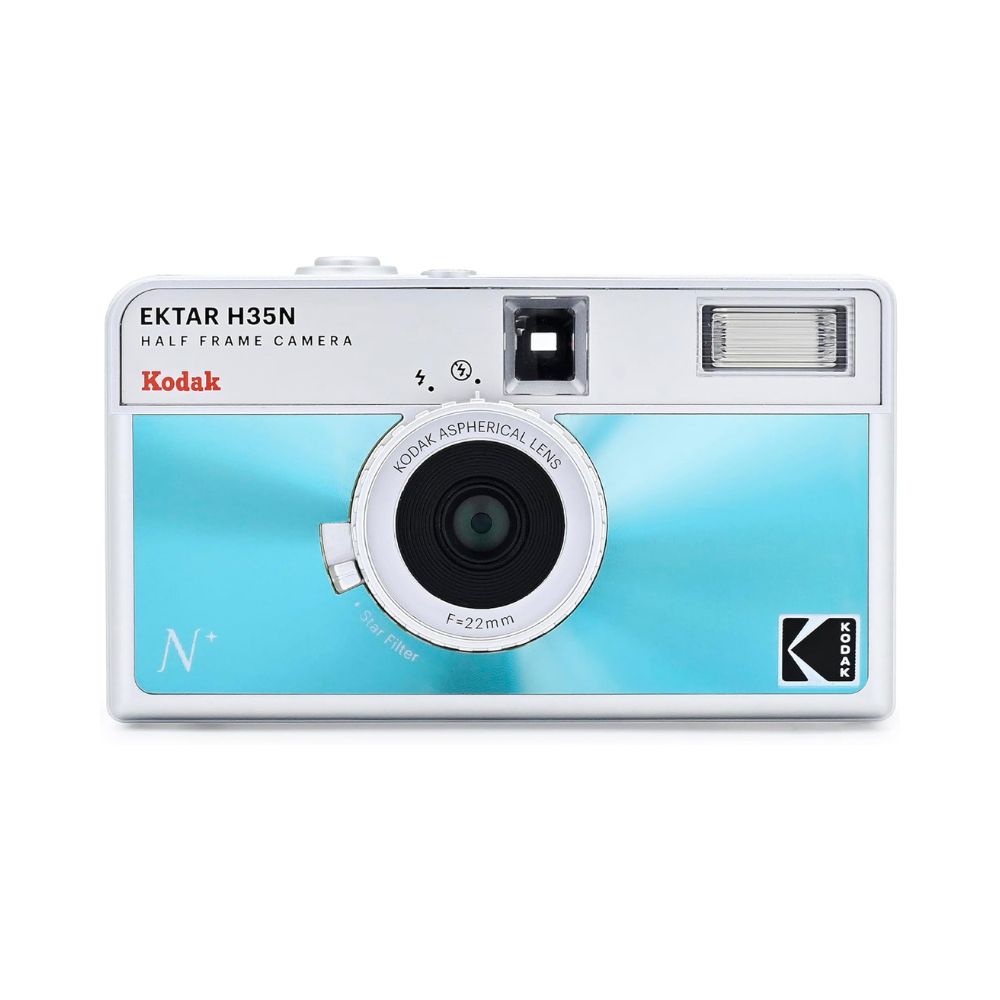 KODAK EKTAR H35N 35mm Reusable Point & Shoot Alog Half Frame Film Camera with Max 72 Shots Exposures, Built-In Star Filter, Bulb Shutter with Coated Lens and Tripod Holes for Vintage Film Photography | Matte Striped Silver