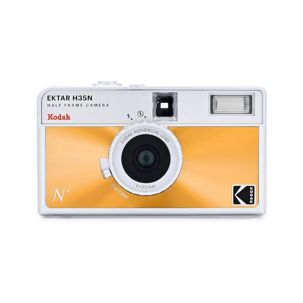 KODAK EKTAR H35N 35mm Reusable Point & Shoot Alog Half Frame Film Camera with Max 72 Shots Exposures, Built-In Star Filter, Bulb Shutter with Coated Lens and Tripod Holes for Vintage Film Photography | Matte Striped Silver