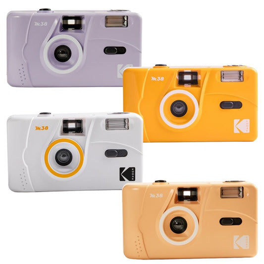 KODAK M38 35mm Reusable Point & Shoot Analog Power Flash Film Camera ISO 200 / 400, 36 Max Shots Exposures, Fixed Focus Lens, Flash On/Off Switch, Manual Film Wind and Rewind for Photography | Cloud White, Grape Fruit, Lavender, Yellow
