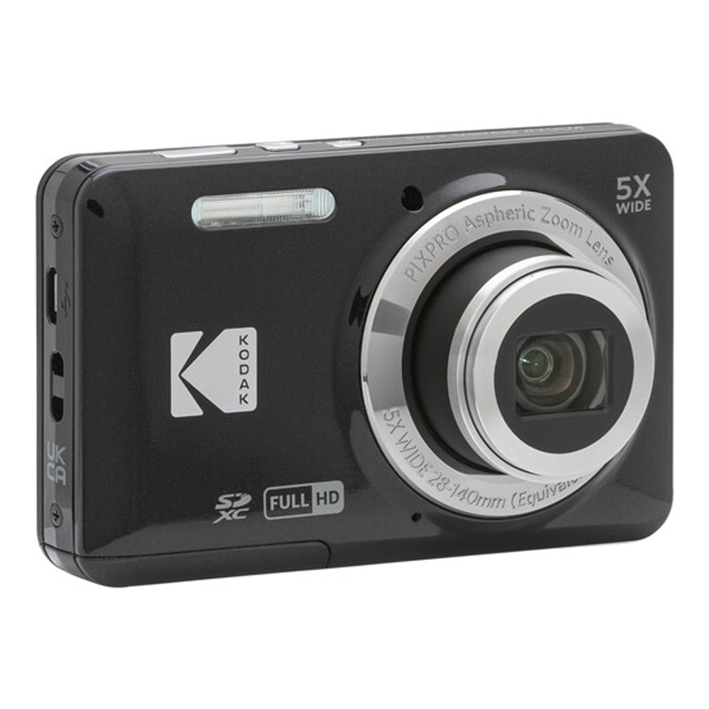 KODAK FZ55 Friendly Zoom PIXPRO Compact Digital Camera with 5x Optical Zoom, 16MP CMOS Sensor, Full-HD Video, 28mm Wide Angle Lens, 2.7" LCD Display, Rechargeable Li-Ion Battery (Black, Red, Blue)