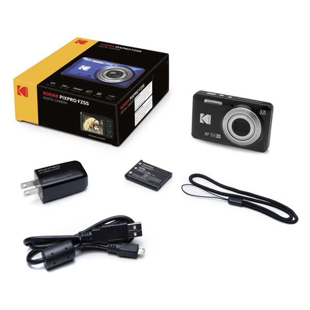 Kodak PIXPRO Friendly Zoom FZ55 Digital Camera (Black) with Case