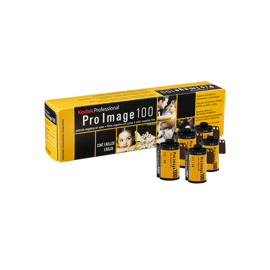 KODAK PRO IMAGE 100 (5 Pack) 135 35mm 100 ISO Color Negative Film with 36 Exposure Shots and Process C-41 Print for Film Photography