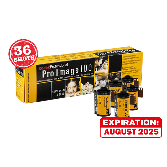 [CLEARANCE] KODAK PRO IMAGE 100 (5 Pack) 135 35mm 100 ISO Color Negative Film with 36 Exposure Shots and Process C-41 Print for Film Photography