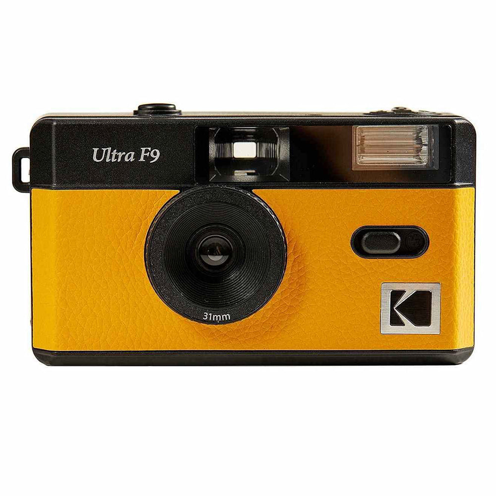 KODAK Ultra F9 Reusable Instant Film Camera 135 35mm Fixed Focus Wide Angle Lens, Built-in Flash, Manual Wind and Rewind for Film Photography | Dark Night Green, Yellow