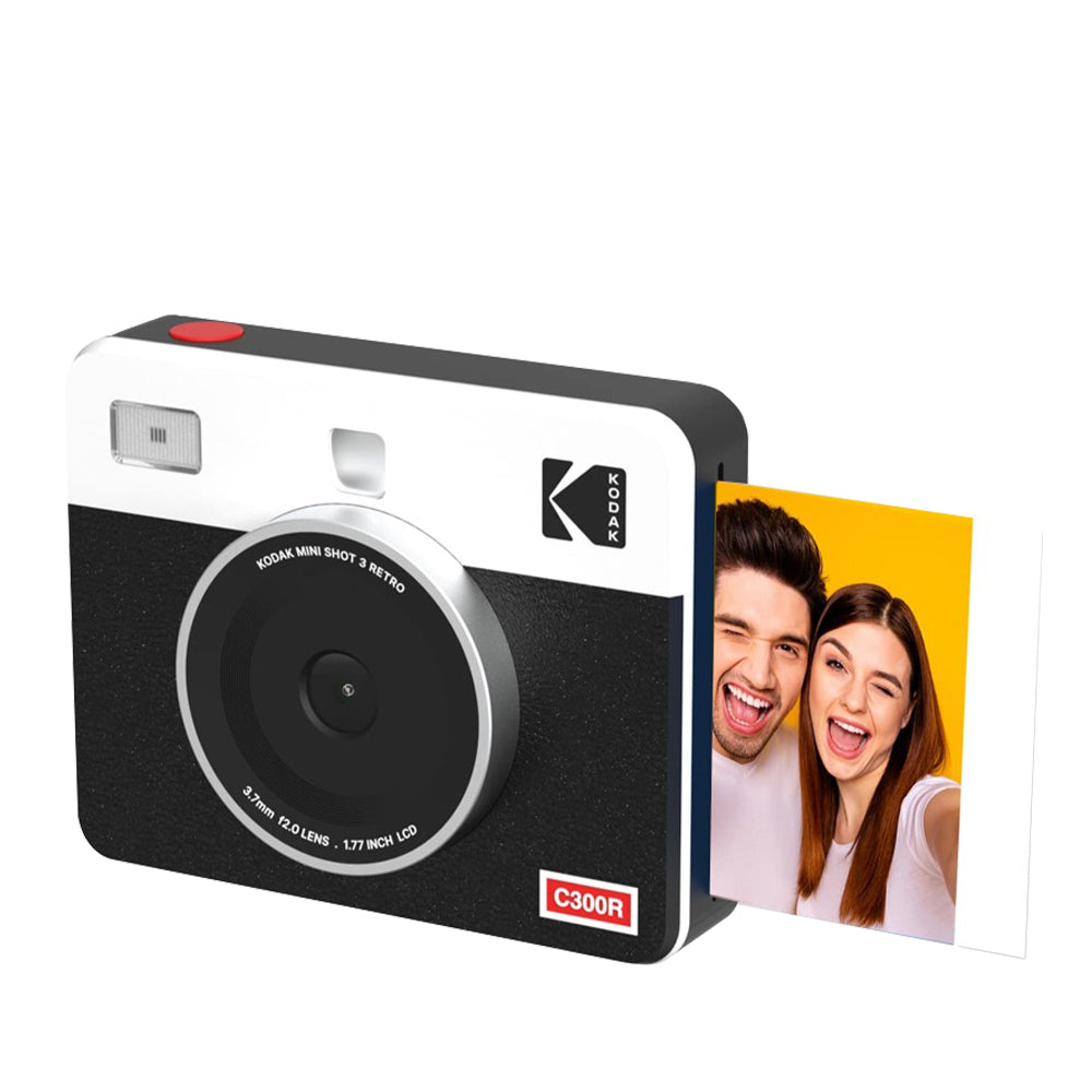 KODAK Mini Shot 3 RETRO 2 in 1 Instant Camera and Photo Printer Kit Bundle 3" x 3" Prints, 8 + 60 Sheets with Accessories, 1.77" LCD Display, 4PASS Print Technology, Bluetooth Printing via Mobile Smartphone App | C300R