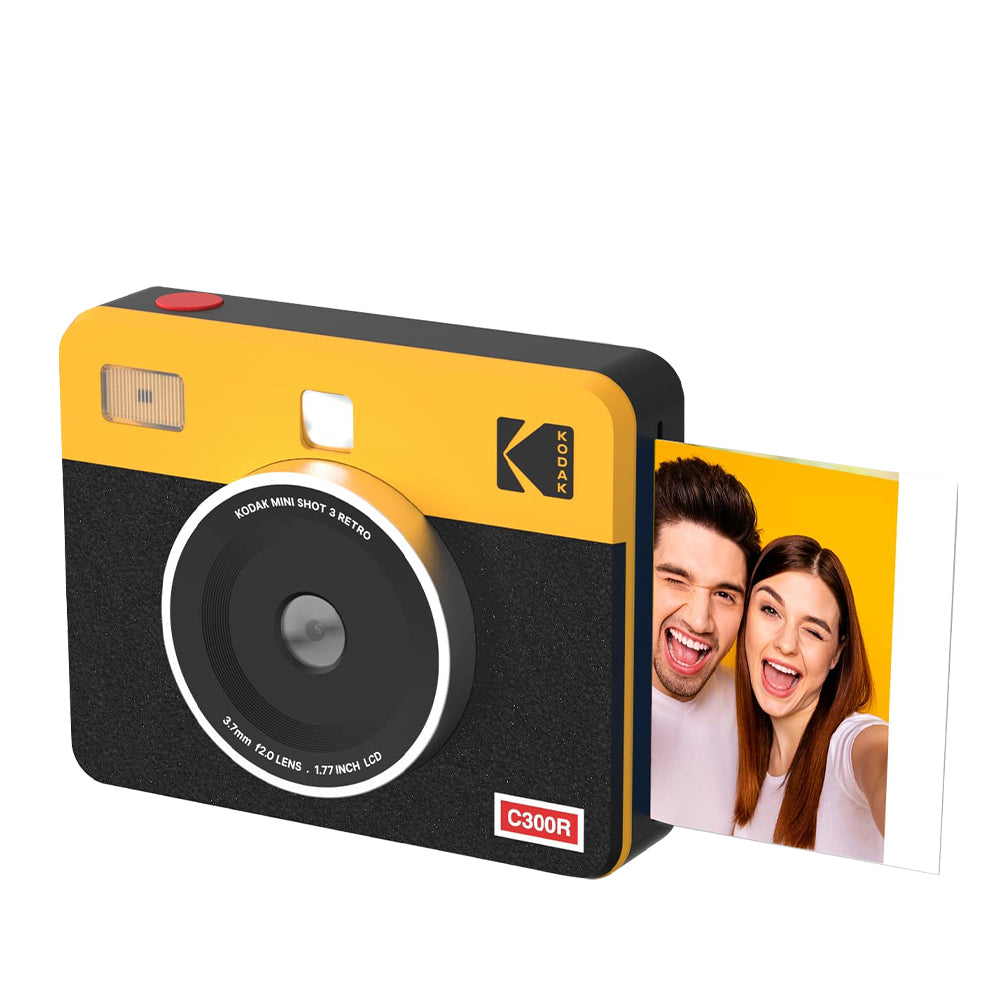 KODAK Mini Shot 3 RETRO 2 in 1 Instant Camera and Photo Printer Kit Bundle 3" x 3" Prints, 8 + 60 Sheets with Accessories, 1.77" LCD Display, 4PASS Print Technology, Bluetooth Printing via Mobile Smartphone App | C300R
