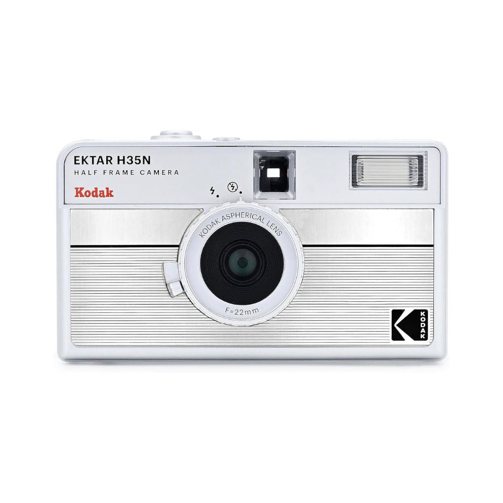 KODAK EKTAR H35N 35mm Reusable Point & Shoot Alog Half Frame Film Camera with Max 72 Shots Exposures, Built-In Star Filter, Bulb Shutter with Coated Lens and Tripod Holes for Vintage Film Photography | Matte Striped Silver