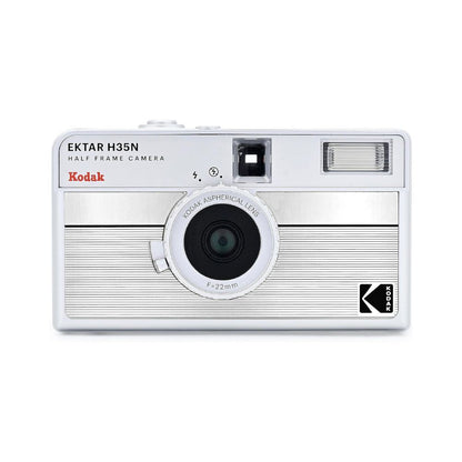 KODAK EKTAR H35N 35mm Reusable Point & Shoot Alog Half Frame Film Camera with Max 72 Shots Exposures, Built-In Star Filter, Bulb Shutter with Coated Lens and Tripod Holes for Vintage Film Photography | Matte Striped Silver