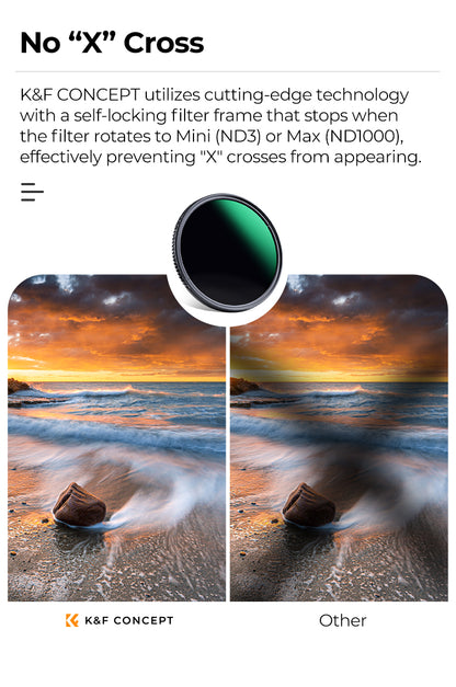 K&F Concept Nano D Series 1/4 Neutral Density ND3 to ND1000 Variable ND Lens Filter for DSLR and Mirrorless Cameras