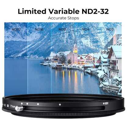 K&F Concept Nano X Series ND2-ND32 Variable Neutral Density + Polarizing (ND + CPL) Optical Lens Filter Waterproof UHD MRC 28-Layer Nano-Coated for Camera Lens | 46mm
