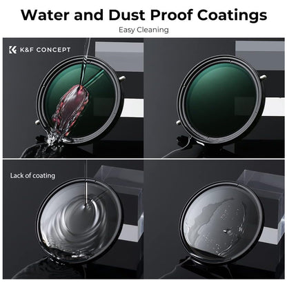 K&F Concept Nano X Series ND2-ND32 Variable Neutral Density + Polarizing (ND + CPL) Optical Lens Filter Waterproof UHD MRC 28-Layer Nano-Coated for Camera Lens | 46mm