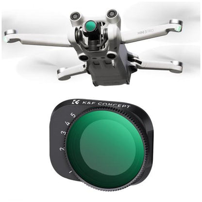 K&F Concept Nano-X Series Variable ND2 - ND32 + ND32 - ND512 Camera Lens Filter with 1-5 / 5-9 Stops Light Reduction for DJI Mini 3 / 3 Pro Drone with AGC Imported Glass, 28 Multi-Layer Coating for Drone Photo and Video