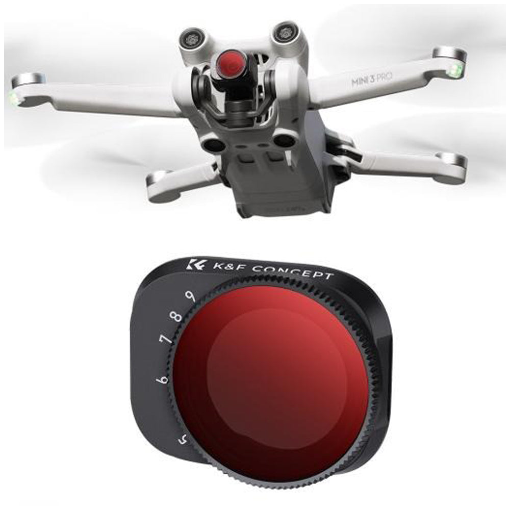 K&F Concept Nano-X Series Variable ND2 - ND32 + ND32 - ND512 Camera Lens Filter with 1-5 / 5-9 Stops Light Reduction for DJI Mini 3 / 3 Pro Drone with AGC Imported Glass, 28 Multi-Layer Coating for Drone Photo and Video