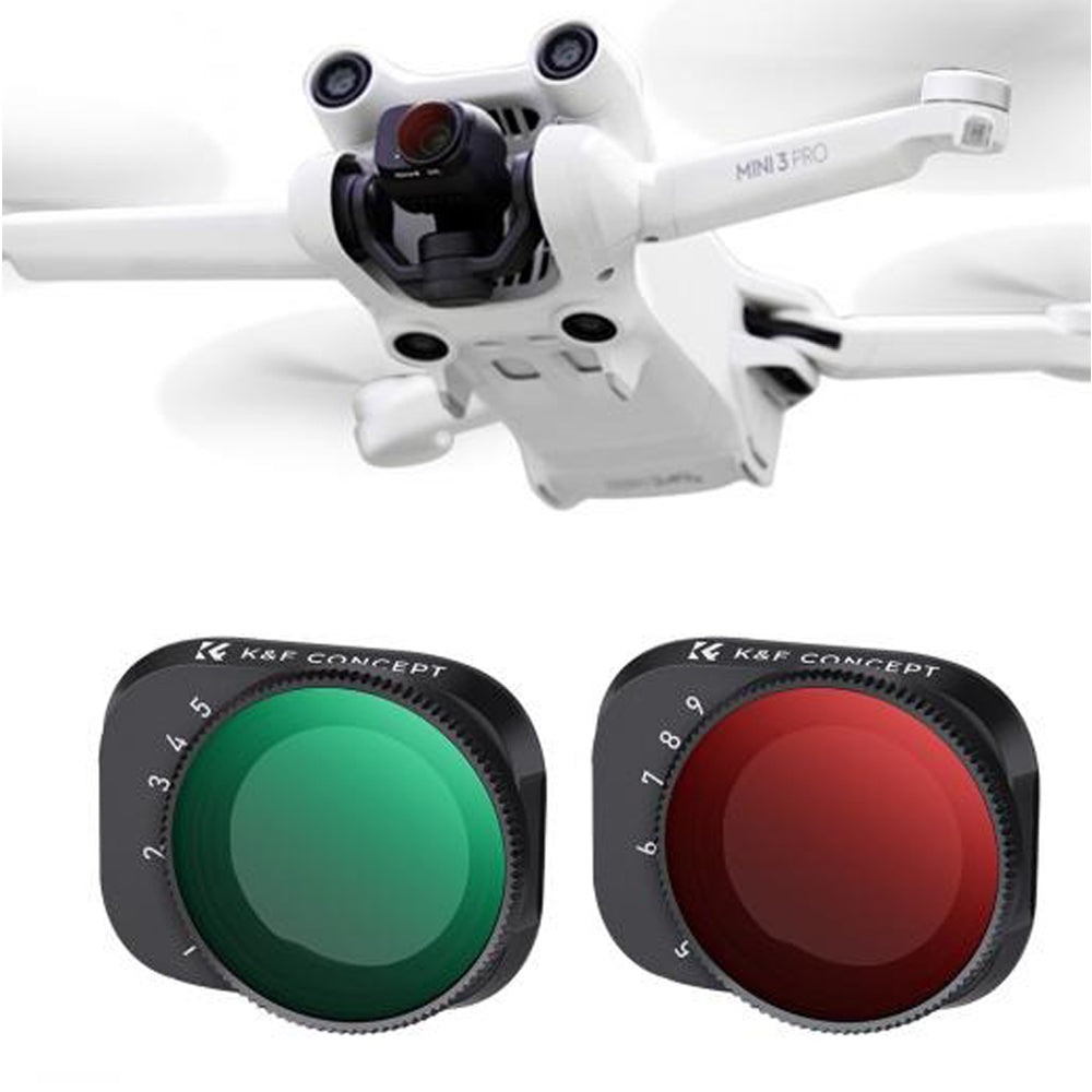 K&F Concept Nano-X Series Variable ND2 - ND32 + ND32 - ND512 Camera Lens Filter with 1-5 / 5-9 Stops Light Reduction for DJI Mini 3 / 3 Pro Drone with AGC Imported Glass, 28 Multi-Layer Coating for Drone Photo and Video