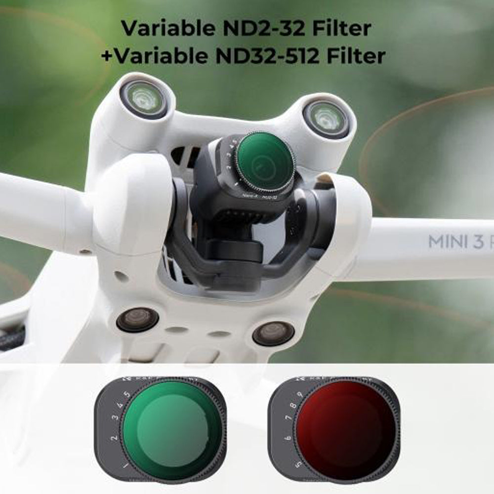 K&F Concept Nano-X Series Variable ND2 - ND32 + ND32 - ND512 Camera Lens Filter with 1-5 / 5-9 Stops Light Reduction for DJI Mini 3 / 3 Pro Drone with AGC Imported Glass, 28 Multi-Layer Coating for Drone Photo and Video