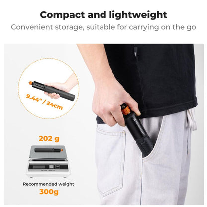 K&F Concept MS21 Invisible Tripod Selfie Stick 47" / 120cm Max Height, 2-in-1 Aluminum Design, 6-Section Adjustable Length, 1/4"-20 Screw and GoPro Adapter Mount for Hero 13/12/11, Insta360 X5/X4/X3/X2, DJI Osmo Action Cameras | JG Superstore