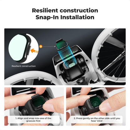 K&F Concept no-X Series UV Ultraviolet / PL Polarizer / ND8 16 32 64 Neutral Density Lens Filter with 28 Multi-Layer Coated Imported AGC Optical Glass and 3 to 6 Light Reduction Stops for DJI Flip Drone Photo / Video