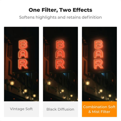 K&F Concept Nano‑X Series 49mm-82mm Combination Soft & Mist Lens Filter Cinematic Effect