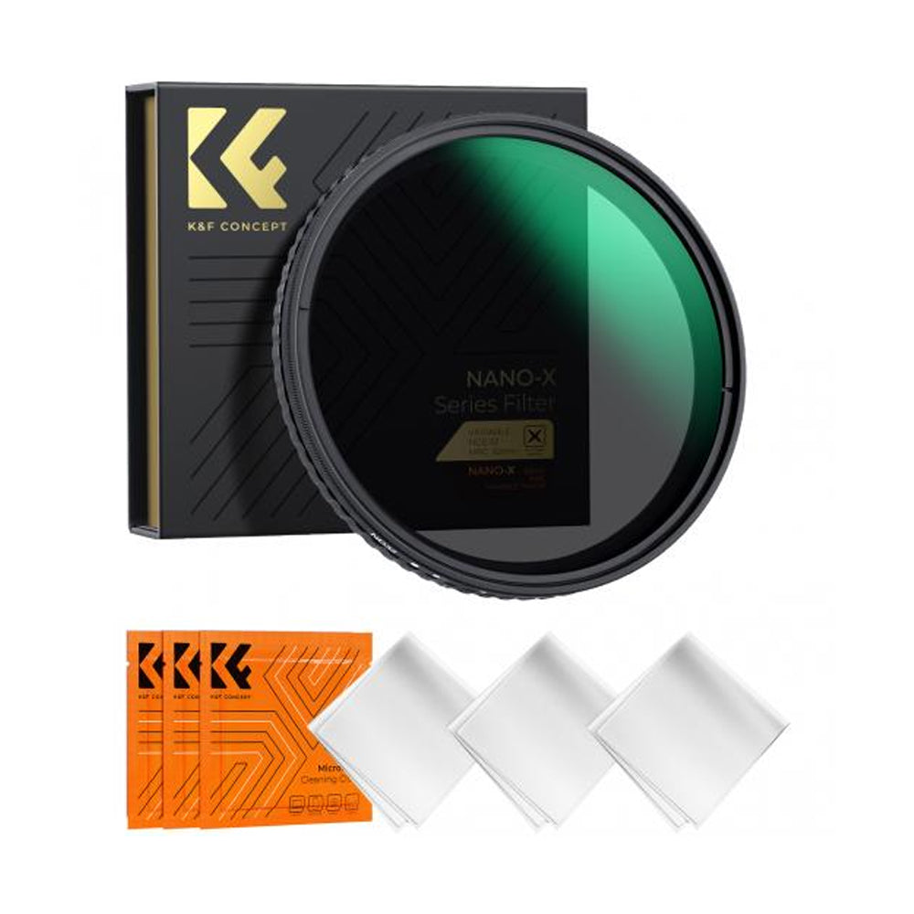 K&F Concept (86mm) Nano-X Series ND2-ND32 Variable Neutral Density (VND) Ultra-Slim Fader Optical Lens Filter Waterproof UHD MRC 28-Layer Nano-Coated with 3-pack Microfiber Cleaning Cloth for Camera Lens