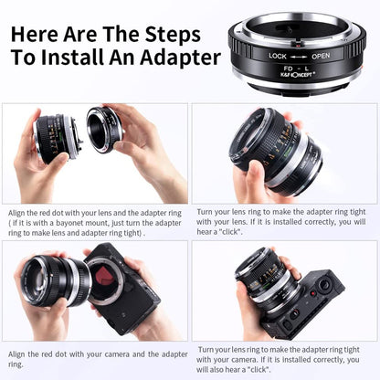 [CLEARANCE] K&F Concept FD-L Canon FD/FL Lenses to L-Mount Leica T, SL, CL, TL, TL2, SL, SL2, SL2-S & Panasonic Lumix S1, S1R, S1H, S5 Mirrorless Cameras - Lens Adapter Ring Converter | KF06-468